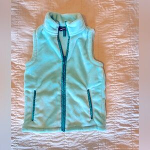 Lands End softest fleece light teal blue girls vest size small (6/7)
